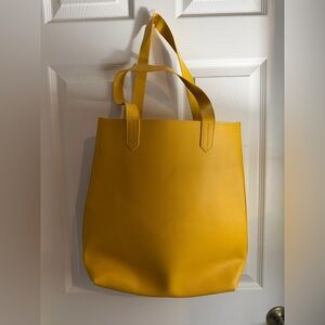Saks, Fifth Avenue, faux, leather Yellow Tote Bag